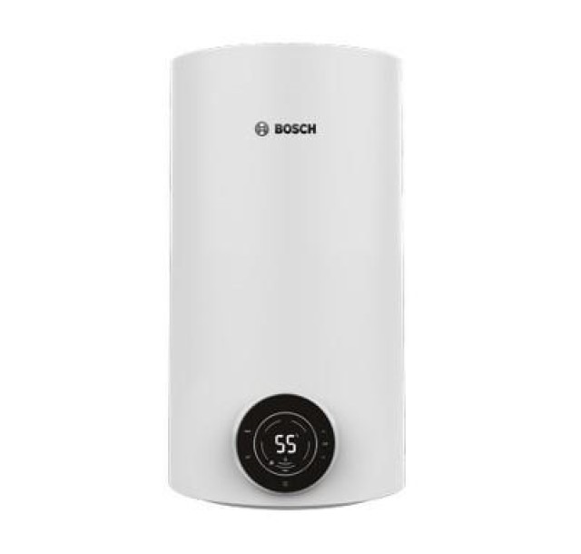 Водонагрівач електр. BOSCH круглий слім Tronic 4000T, 30л, 1,5кВт, сухий тен, вертикальний монтаж, електр. кер-ння, A, білий