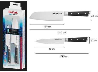 Набір ножів Tefal Ice Force, 2шт, нержавіюча сталь, пластик, чорний