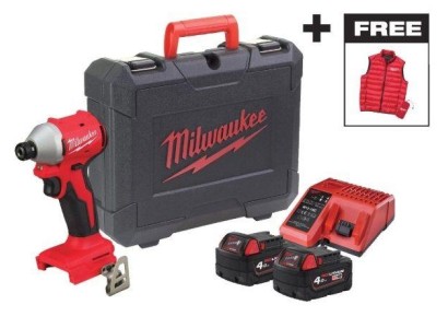 Гвинтоверт ударний акумуляторний Milwaukee M18 BLIDRC-402C 18В АКБ 2х4А·год 0-3600об·хв 190Нм ЗП M12-18C жилетка кейс 1.3кг