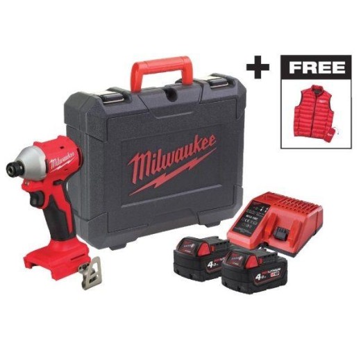 Гвинтоверт ударний акумуляторний Milwaukee M18 BLIDRC-402C 18В АКБ 2х4А·год 0-3600об·хв 190Нм ЗП M12-18C жилетка кейс 1.3кг