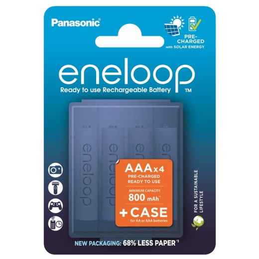 Акумулятор Panasonic Eneloop NI-MH  AAA 800 мАг, 4 шт, з кейсом для зберігання