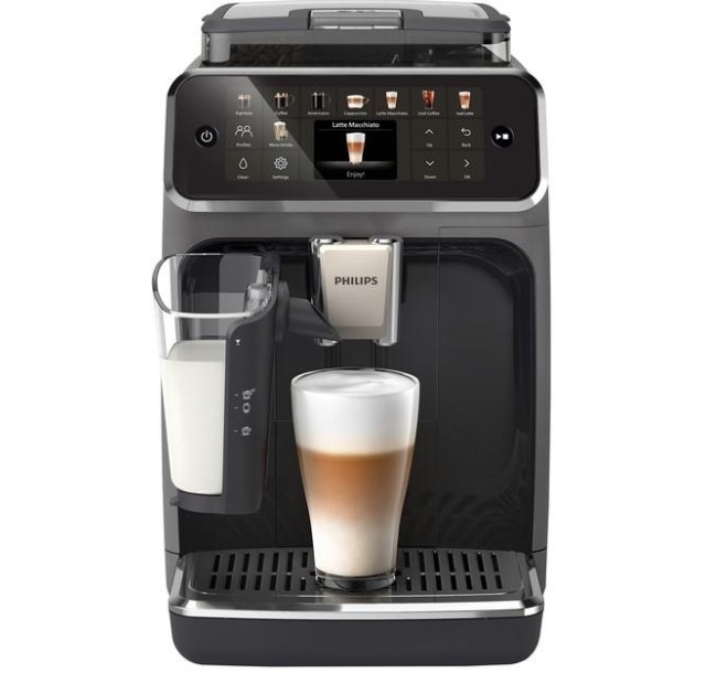 Кавомашина Philips Series 5500, 1.8л, зерно+мелена, автомат.капуч, дисплей, авторецептів -22, холодна кава, сріблясто-чорний