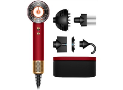 Фен Dyson HD16 Supersonic Nural Red Velvet/Gold, 1600Вт, 3 режими, іонізація, хол. обдув, кейс для зберігання, червоно-золотий