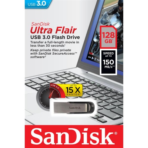 Накопичувач SanDisk  128GB USB 3.0 Type-A Flair R150MB/s