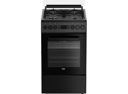 Плита Beko комбінована, 60л, 50x60см, дисплей, конвекція, чавун, чорний