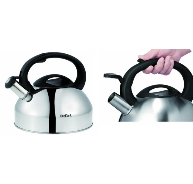 Чайник зі свистком Tefal, 2.5л, нержавіюча сталь, сталевий, чорний