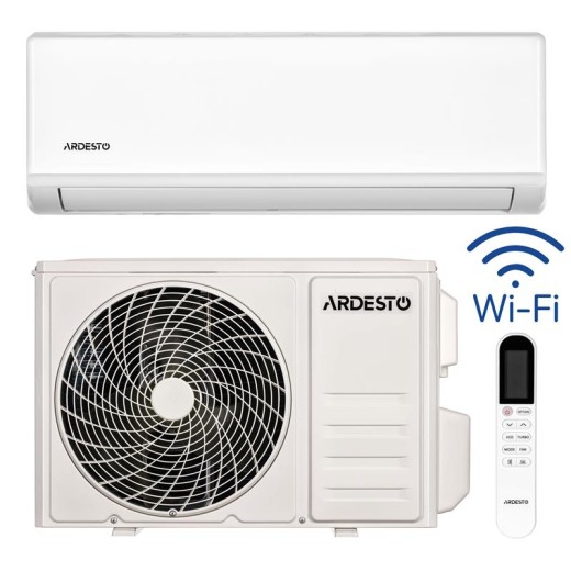 Кондиціонер Ardesto CoolSmart 70м2 інвертор 24000BTU 7.0кВт A/A -15°С Wi-Fi R32 білий