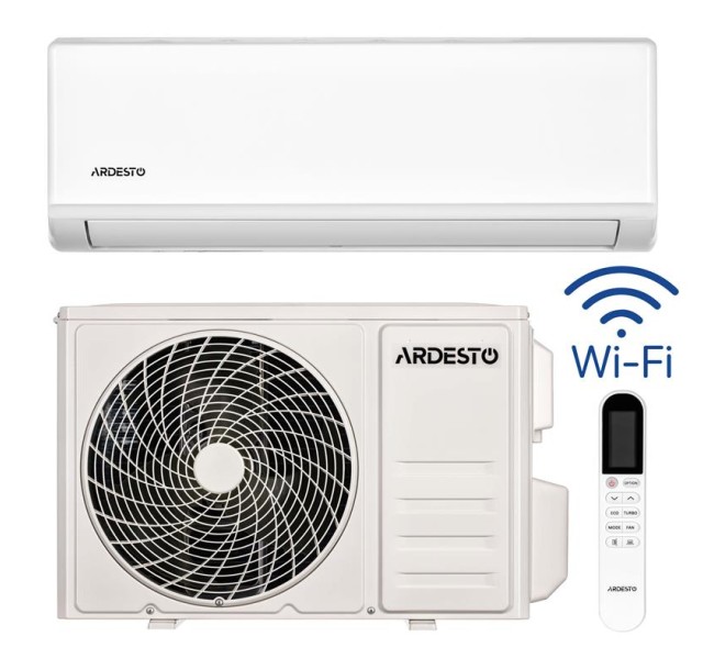 Кондиціонер Ardesto CoolSmart 70м2 інвертор 24000BTU 7.0кВт A/A -15°С Wi-Fi R32 білий
