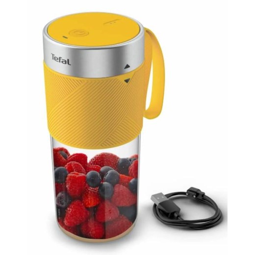 Блендер Tefal Lightmix портативний для смузі, чаша-300мл, USB, тритан, жовтий