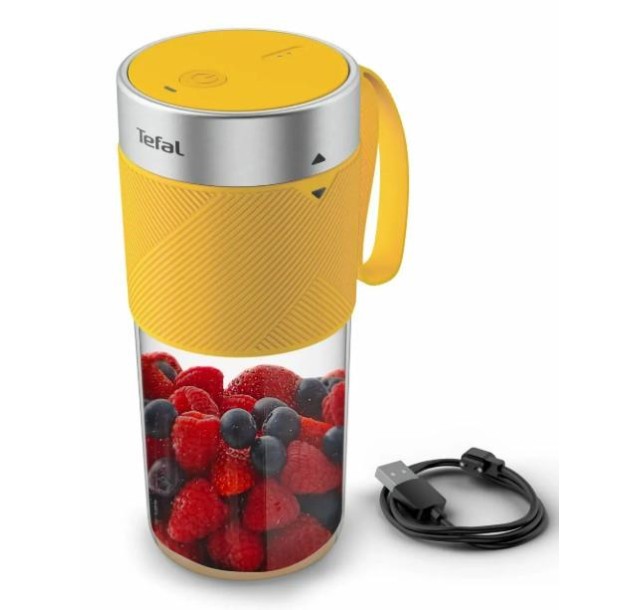 Блендер Tefal Lightmix портативний для смузі, чаша-300мл, USB, тритан, жовтий