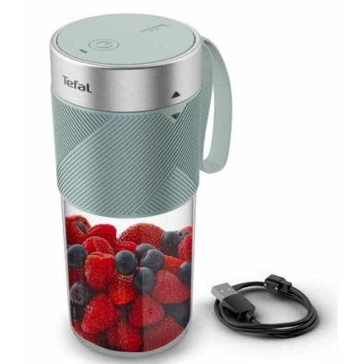 Блендер Tefal Lightmix портативний для смузі, чаша-300мл, USB, тритан, зелений