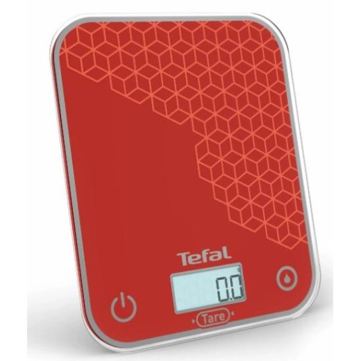 Ваги Tefal кухонні Optiss, 5кг, AAAx2 в комплекті, скло, червоний