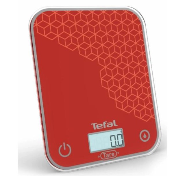 Ваги Tefal кухонні Optiss, 5кг, AAAx2 в комплекті, скло, червоний