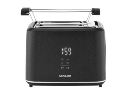 Тостер Sencor 1080Вт, підігрів, розморожування, сенс. керування, LED, пластик, чорний