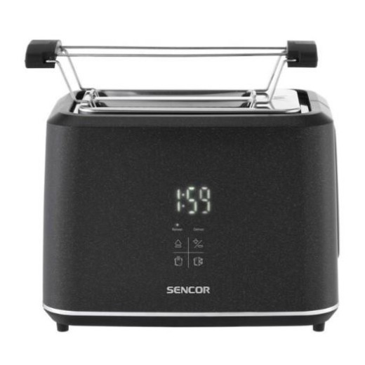 Тостер Sencor 1080Вт, підігрів, розморожування, сенс. керування, LED, пластик, чорний