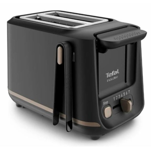 Тостер Tefal Includeo 850Вт, розморожування, щипці, термопластик, чорний