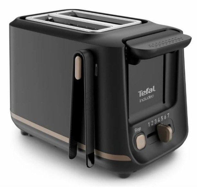 Тостер Tefal Includeo 850Вт, розморожування, щипці, термопластик, чорний