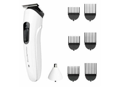 Тример Rowenta Trim&Style, для бороди, носа, вусів і голови, мережа+акум., насадок-7, сталь, білий