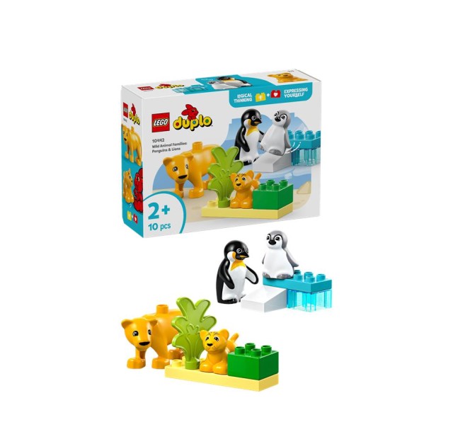 Конструктор LEGO DUPLO Town Сімейства диких тварин: Пінгвіни та Леви