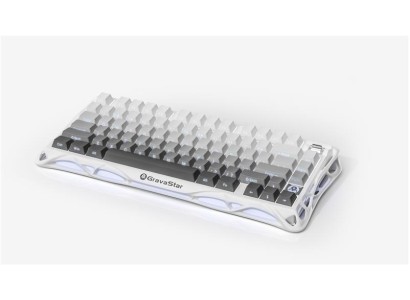 Клавіатура механічна GravaStar Mercury K1 80keys, GravaStar x Kailh Cheery Pink, EN/UKR, BT/WL/USB, білий