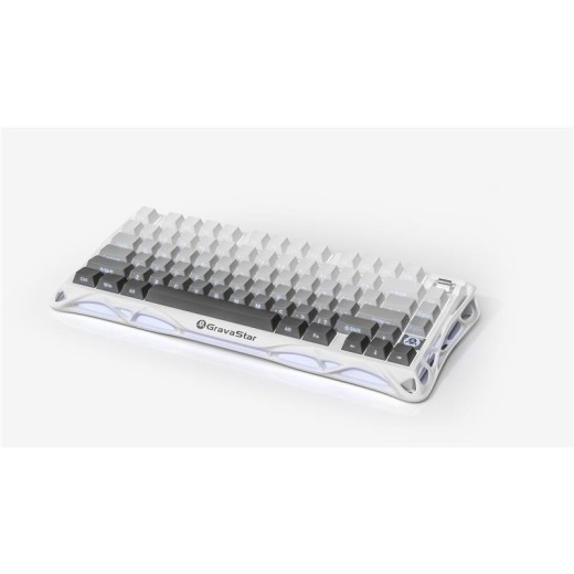 Клавіатура механічна GravaStar Mercury K1 80keys, GravaStar x Kailh Cheery Pink, EN/UKR, BT/WL/USB, білий