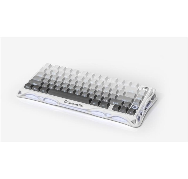 Клавіатура механічна GravaStar Mercury K1 80keys, GravaStar x Kailh Cheery Pink, EN/UKR, BT/WL/USB, білий