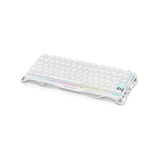 Клавіатура механічна GravaStar Mercury K1 Lite 80keys, GravaStar x BSUN Grey, EN/UKR, BT/WL/USB, білий