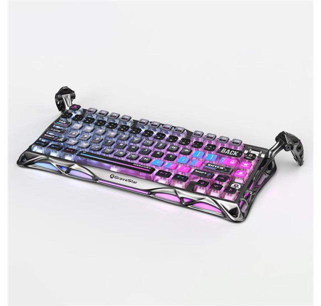 Клавіатура механічна GravaStar Mercury K1 Pro 80keys, GravaStar x Kailh Speedy Mint, BT/WL/USB, cyberpunk