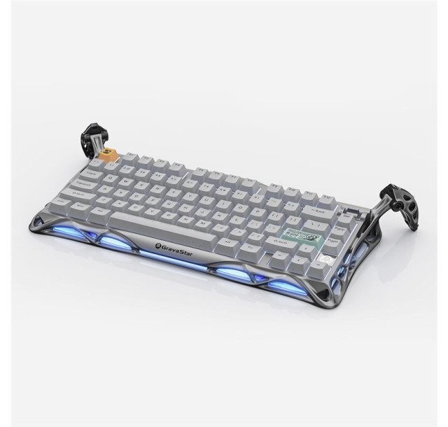 Клавіатура механічна GravaStar Mercury K1 Pro 80keys, GravaStar x Kailh Speedy Mint, EN/UKR, BT/WL/USB, сірий