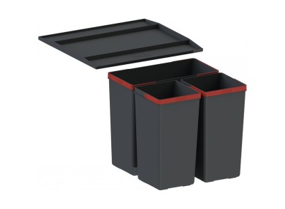 Сортер для сміття Franke Easysort 450-1-2, 2 шт.x 14.5 л, кришка,  чорний пластик