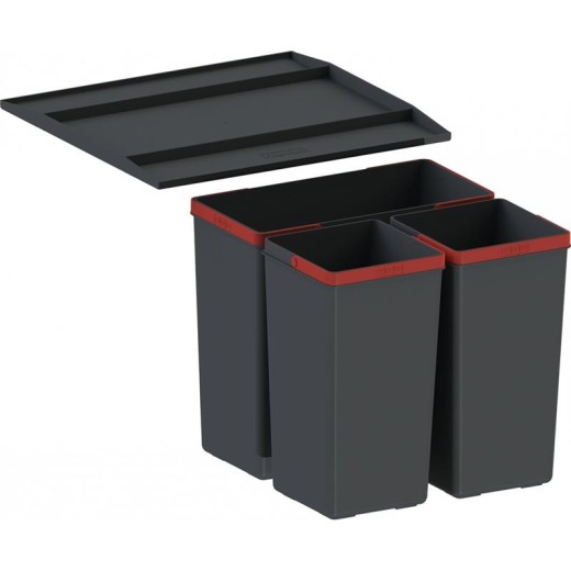 Сортер для сміття Franke Easysort 450-1-2, 2 шт.x 14.5 л, кришка,  чорний пластик