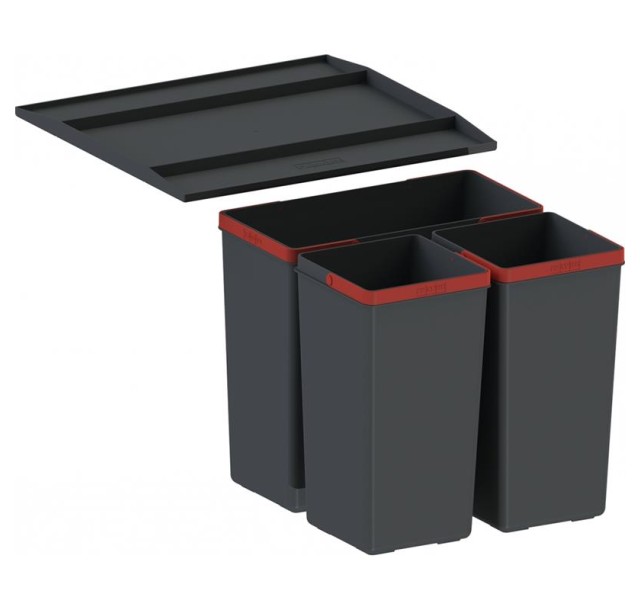 Сортер для сміття Franke Easysort 450-1-2, 2 шт.x 14.5 л, кришка,  чорний пластик