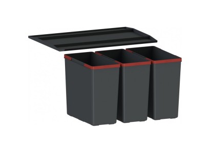 Сортер для сміття Franke Easysort 600-3-0, 3 x 14.5 л, кришка,  чорний пластик