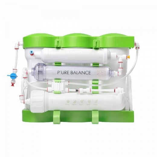Фільтр зворотного осмосу Ecosoft P'URE Balance, мембрана 75gpd DuPont, картридж Balance збагачує воду кальцієм і магнієм, дренаж 1:1