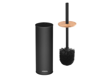 Набір щітка для унітазу з підставкою Ardesto Minimalism 9.5x27.5/38см, метал, поліпропілен, бамбук, чорний
