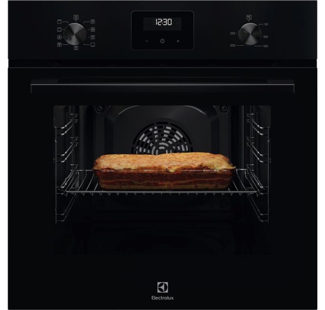Духова шафа Electrolux електрична, 65л, A, дисплей, конвекція, телескопічні напрямні, чорний