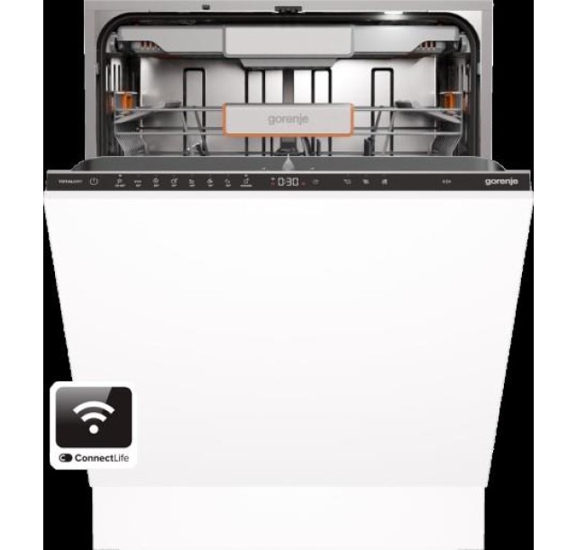 Посудомийна машина Gorenje вбудовувана, 16компл., A+++, 60см, інвертор,Wi-Fi, AquaStop, сенсорн.упр, 3и кошики, білий