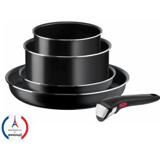 Набір посуду Tefal Ingenio Easy Cook & Clean, 5предметів, алюміній, нержавіюча сталь, бакеліт, чорний