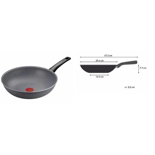 Сковорода ВОК Tefal Hard Stone,28см, алюміній, бакеліт, сірий