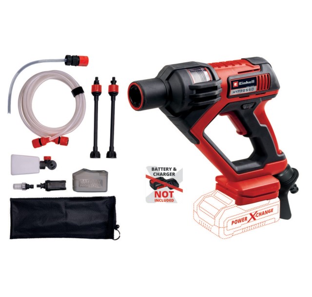 Мийка акумуляторна Einhell HYPRESSO 18/24-1 Li - Solo, PXC, 18В, до 24 бар, 240 л/хв, самовсмоктування, 2.1 кг (без АКБ і ЗП)