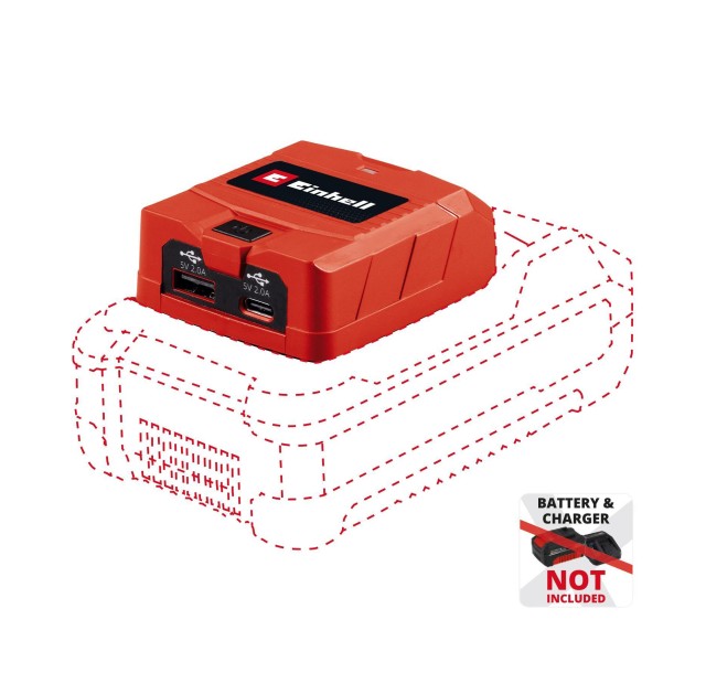 Зарядний пристрій USB акумуляторний Einhell TC-CP 18 Li USB A/C - Solo, PXC, 18В, Type-A/Type-C, 2 A, 0.06 кг (без АКБ і ЗП)