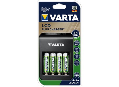 Зарядний пристрій VARTA LCD Plug Charger + Акумулятор NI-MH AA 2100 мАг, 4 шт.