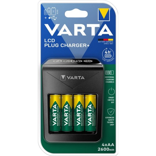 Зарядний пристрій Varta Lcd Plug Charger 4хNI MH AA2600 мА•год