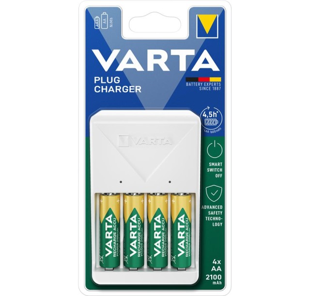 Зарядний пристрій Varta Plug Charger 4хNI MH AA2100 мА•год