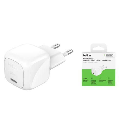Зарядний пристрій мережевий Belkin 30Вт USB-С PD PPS, білий