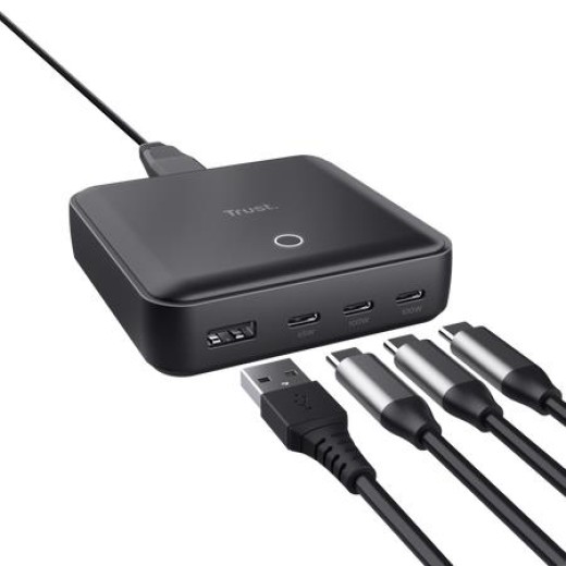 Зарядний пристрій мережевий Trust Maxo 100Вт, 3xUSB-C/USB-A ,PD, чорний