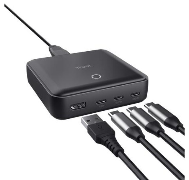 Зарядний пристрій мережевий Trust Maxo 100Вт, 3xUSB-C/USB-A ,PD, чорний