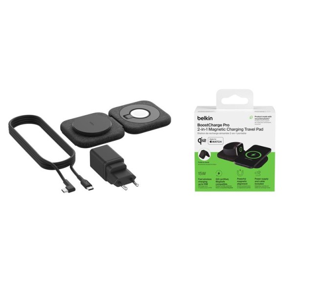 Зарядний пристрій бездротовий Belkin 2в1 15Вт Travel Pad Qi2