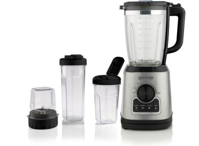 Блендер Gorenje стаціонарний 1400Вт, чаша-1750мл, додаткові ємкості, кавомолка, кришення льоду, приготування супу, імпульсний режим, метал