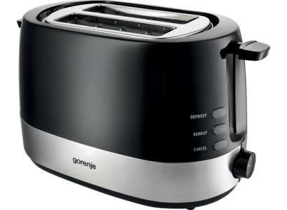 Тостер  Gorenje, 850Вт, пластик/ металл , функц. розморож, автовідключення, чорний